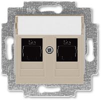 Розетка компьютерная без рамки ABB EPJ Levit 2-м. RJ45+RJ45 5e кофе макиато картинка